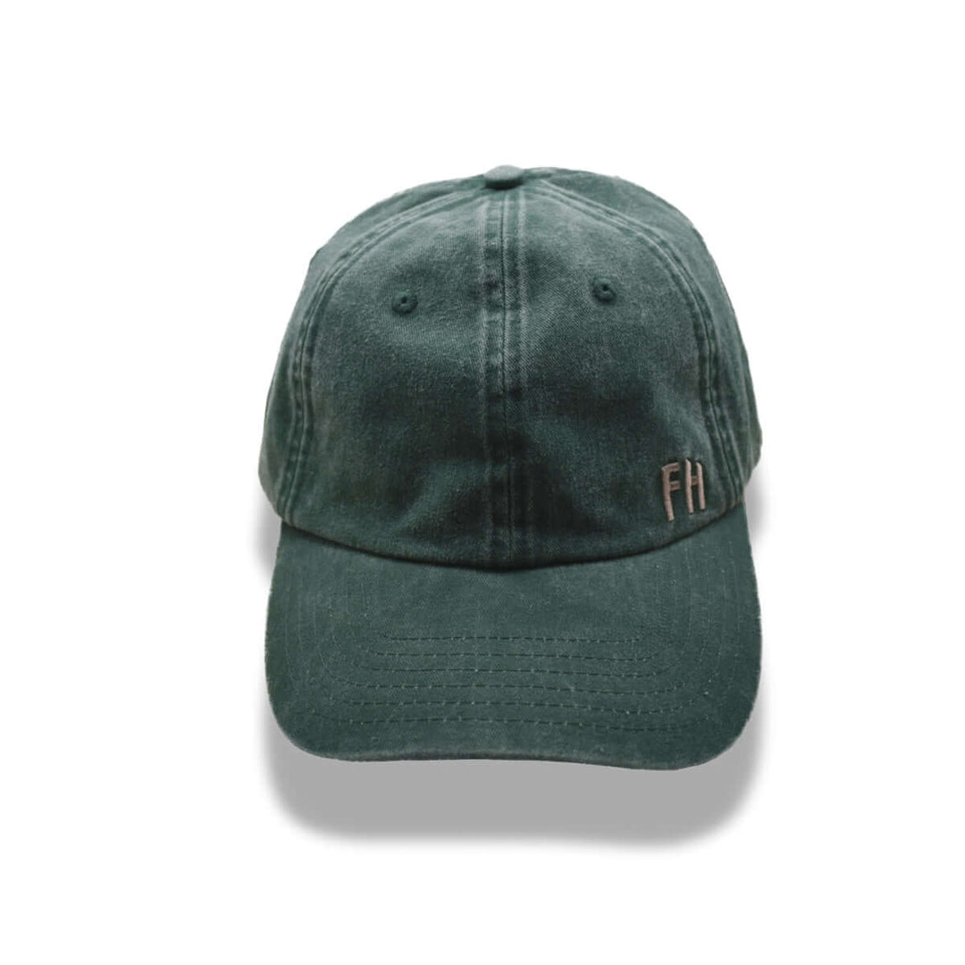 Front view of the Green Cotton Dad Hat by Free Heads. XL Cap for Large Heads.