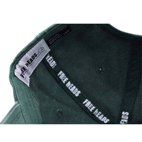 Premium design of the Green Cotton Dad Hat by Free Heads. XL Cap for Large Heads.