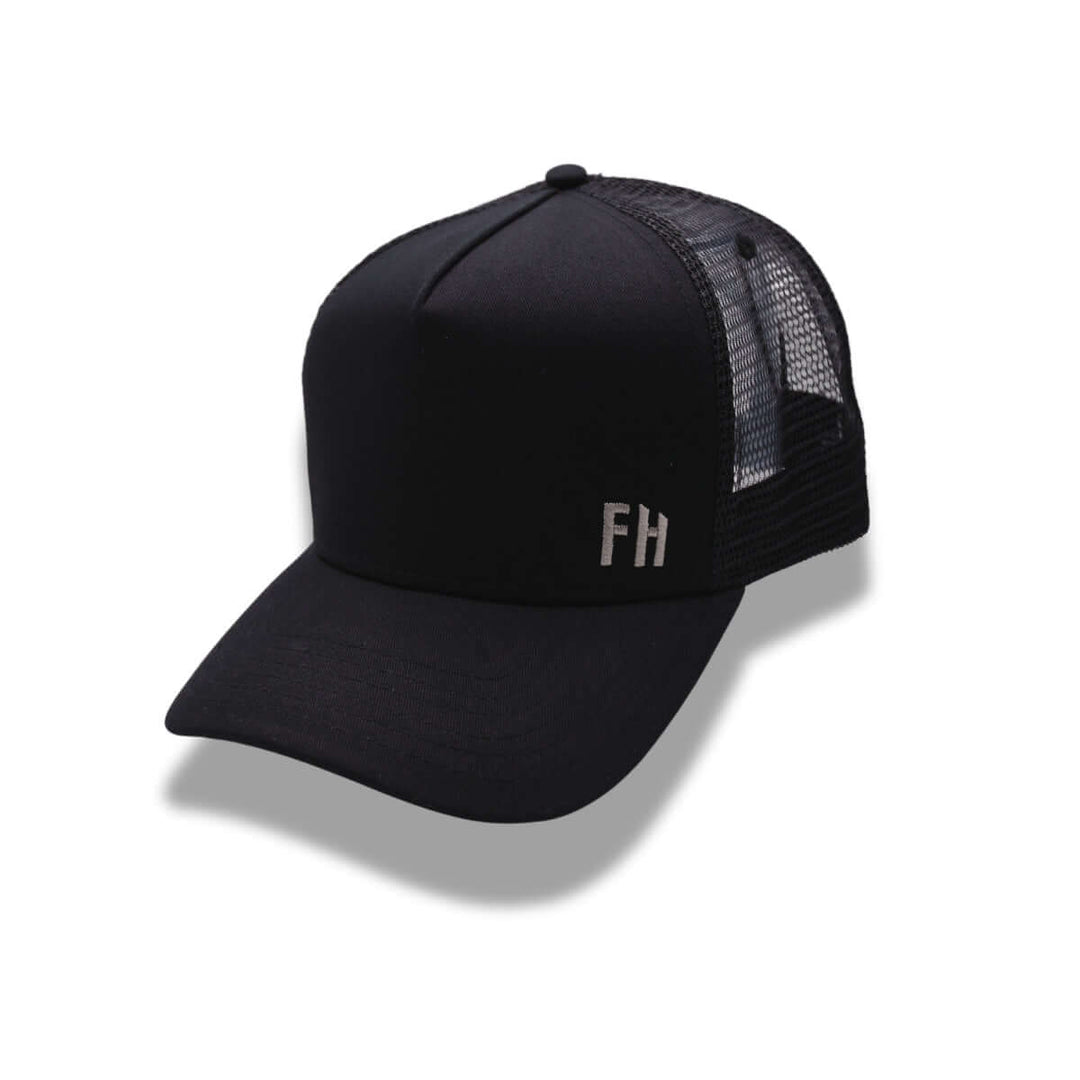Black XL Trucker Hat for Big Heads by Free Heads.