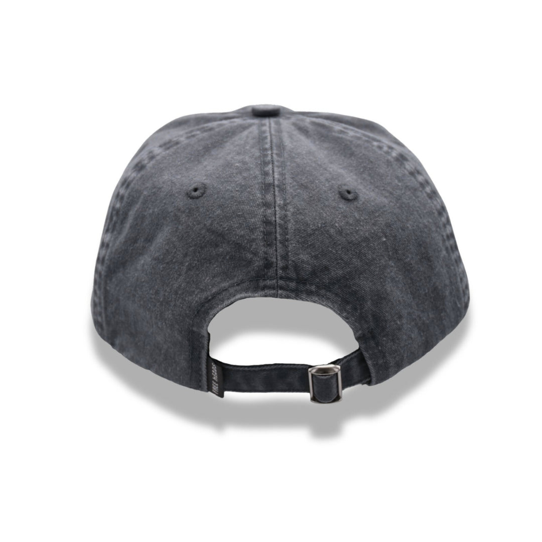 Arrière d'une casquette Dad Hat XL gris foncé, montrant la sangle de réglage.