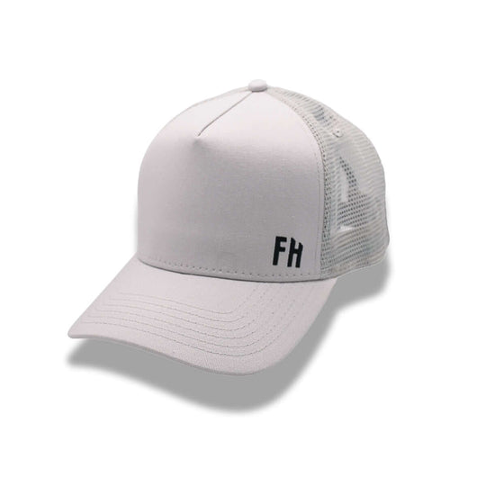 Side view of the Grey XL Trucker Hat for Big Heads by Free Heads.