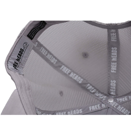 Interior view of the Grey XL Trucker Hat for Big Heads by Free Heads.