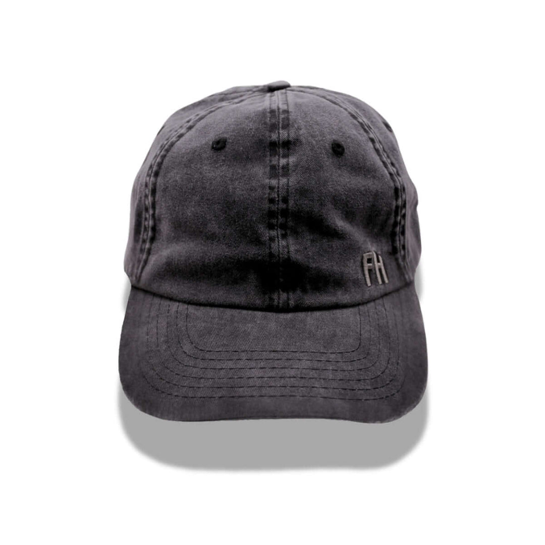Front view of the Black Cotton Dad Hat by Free Heads. XL Cap for Large Heads.