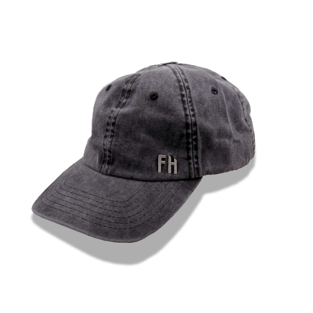 Side photo of the Black Cotton Dad Hat by Free Heads. XL Cap for Large Heads.