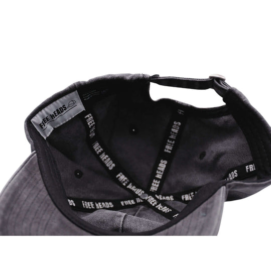 Interior view of the Black Cotton Dad Hat by Free Heads. XL Cap for Large Heads.